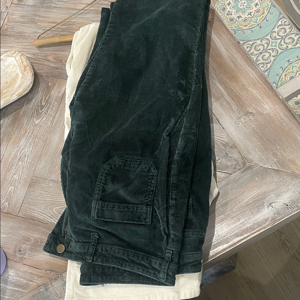 Anthropologie Pilcro Dark Green Corduroy Flare Pants - inseam of 31 inches
